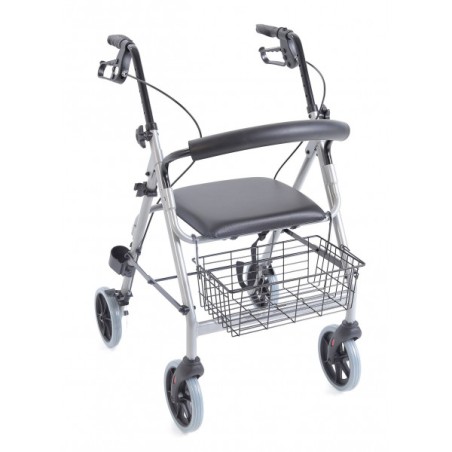 Moretti Atlante Rollator Pieghevole in Alluminio RP520 – 4 Ruote Ø 20 cm, Sedile Imbottito, Portata 136 kg