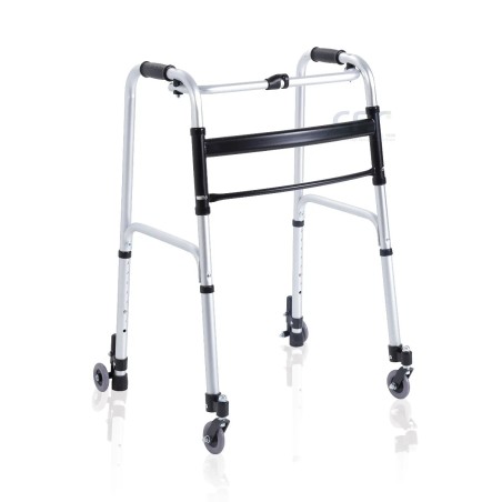 Moretti Ardea One RP738 Deambulatore Pieghevole 2 Ruote + 2 Ruote Piroettanti con Freno – Regolabile 84-102 cm