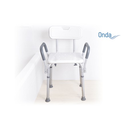Moretti Onda RS839 Sedile da Doccia con Braccioli e Schienale – Seduta 41×34 cm, Altezza 47-66, Portata 136 kg
